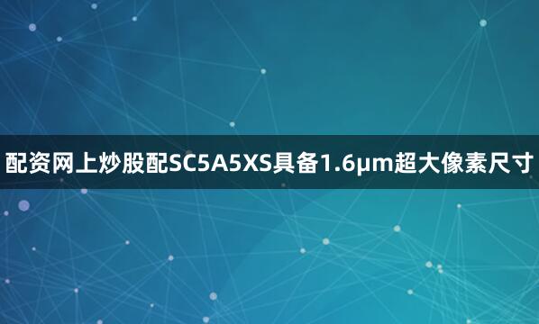 配资网上炒股配SC5A5XS具备1.6μm超大像素尺寸