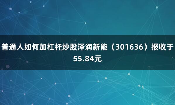 普通人如何加杠杆炒股泽润新能（301636）报收于55.84元