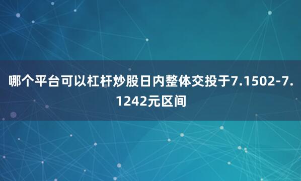 哪个平台可以杠杆炒股日内整体交投于7.1502-7.1242元区间
