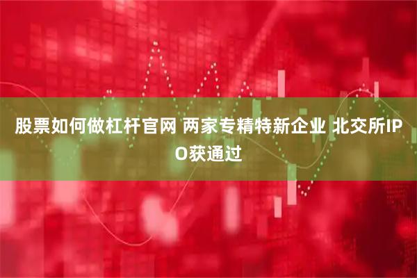股票如何做杠杆官网 两家专精特新企业 北交所IPO获通过