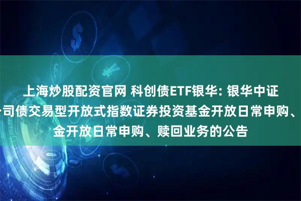 上海炒股配资官网 科创债ETF银华: 银华中证AAA科技创新公司债交易型开放式指数证券投资基金开放日常申购、赎回业务的公告