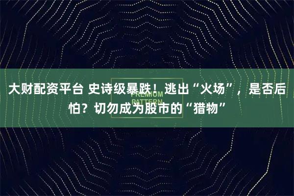 大财配资平台 史诗级暴跌！逃出“火场”，是否后怕？切勿成为股市的“猎物”
