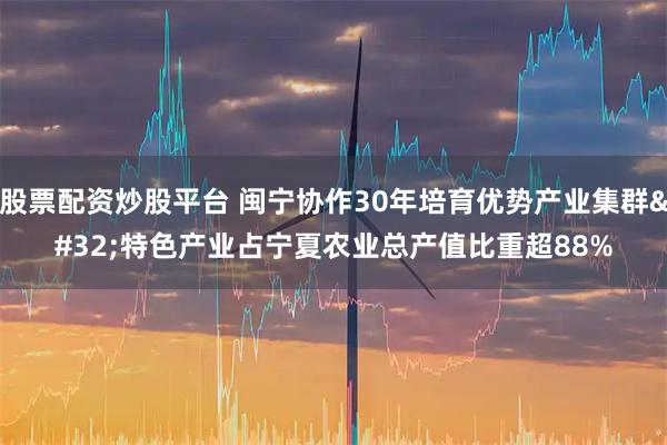股票配资炒股平台 闽宁协作30年培育优势产业集群 特色产业占宁夏农业总产值比重超88%